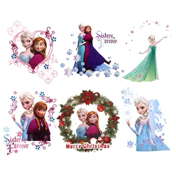 Dondurulmuş Elsa Anna Prenses Yamalar Transferi Giysi için Çıkartmalar Demir-on Giyim için Transferler Hoodies Disney Anime Elbise Hediye