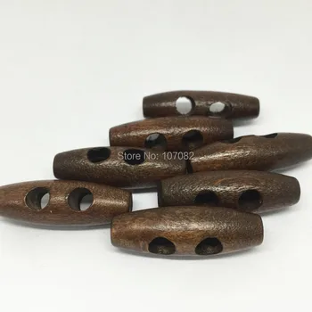 200 adet Kahverengi 2 Delik Ahşap Dikiş Boynuz Geçiş Düğmeleri Bez Düğmesi Konfeksiyon Aksesuarları 30x10mm (1-1 / 8
