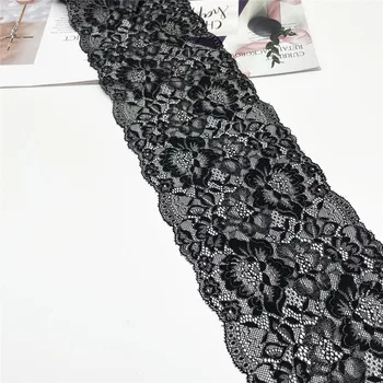 3y / Lot Genişliği 15cm Siyah Gümüş Elastik Streç Dantel Trim İç Çamaşırı Dikiş El Sanatları DIY giyisi kumaşı Konfeksiyon Aksesuar Bjd