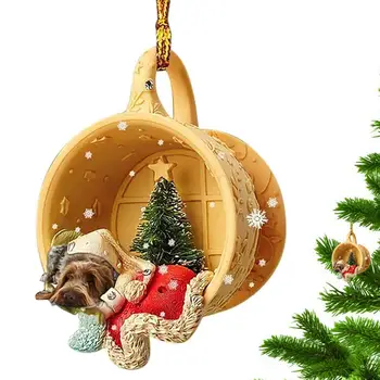 Noel Ağacı Köpek Kolye 2D Fincan Noel Süsler Komik Köpek Ev İçin Noel Partisi Malzemeleri 2023 Yeni Yıl Navidad