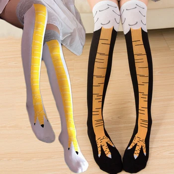 Tavuk Uzun Çorap Moda Pamuk Komik 3D Unisex diz üstü çorap Cadılar Bayramı Noel Karikatür Hediye Uyluk Yüksekler Kadınlar носки