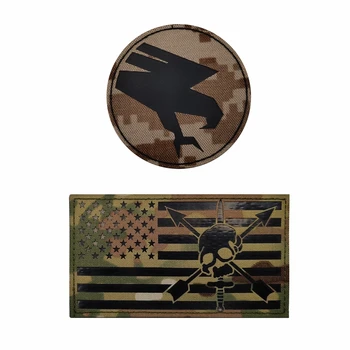 Kafatası IR Yama Kol Bandı Rozeti Sticker Çıkartma Aplike Süsleme Karanlık Kartal Askeri Taktik Yansıtıcı Yamalar