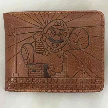 Süper Mario Kardeşler Anime Oyunu pu deri cüzdan Karikatür Figürü Bifold Kısa Retro kart tutucu Erkekler Çok Fonksiyonlu bozuk para cüzdanı