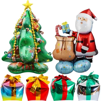 Noel Folyo Balonlar Standı Noel Baba Kardan Adam Elk Noel Ağacı Balon Noel Dekorasyon Globos Ev Navidad Parti Dekor