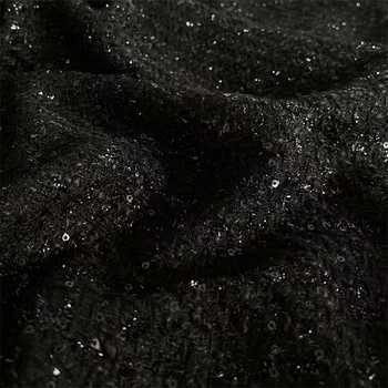 NW160 Saf Siyah Pullu Nakış Dokuma Yünlü Kumaş Kıdemli kadın Sonbahar Bahar Ceket/Takım Elbise/Etek DIY Dikiş Malzemeleri
