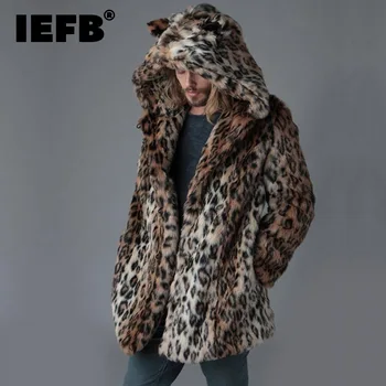 IEFB Sonbahar Ve Kış Yeni erkek Kürk Leopar Baskı Orta Ve Uzun Ceket erkek Sıcak Kalınlaşmış Rüzgarlık günlük ceketler