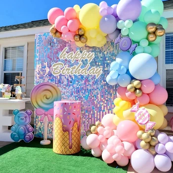 Macaron Mor Balon Garland Kemer Kiti Doğum Günü Partisi Folyo Balon Düğün Bebek Duş Doğum Günü Partisi Dekoru Çocuklar Yetişkinler