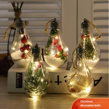 Simülasyon ampul LED şeffaf Noel topları Noel süslemeleri yaratıcı Noel ağacı süsler plastik topları