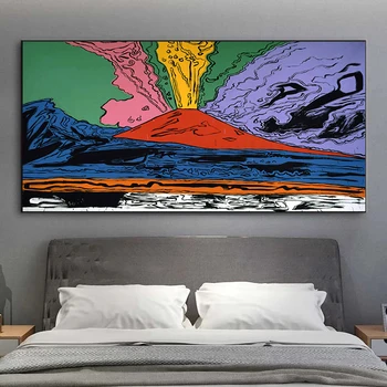 Soyut Renkli Tuval Boyama Andy Warhol Vezüv Posterler ve Baskılar Duvar Sanatı Resimleri ıçin Oturma oda duvar dekoru Cuadros