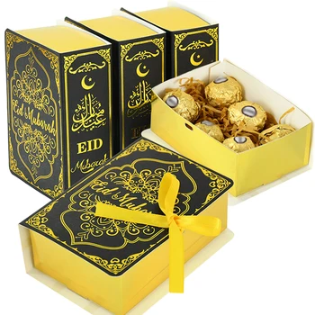 5 Adet Eid Mubarak Hediye Kutusu İslam İncil Kuran Kitap Şekli ambalaj kutusu Ramazan Mübarek Pişirme / Şeker Ramazan Bayramı Dekor