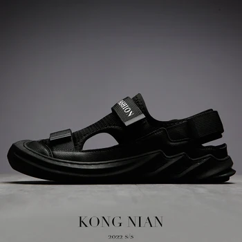 KONG NIAN Marka 2022 Yaz Hakiki Deri Sandalet Erkekler İçin Erkek rahat ayakkabılar Günlük rahat ayakkabılar Su Geçirmez Kaymaz