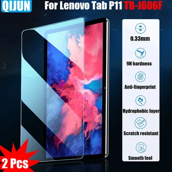 Tablet Temperli cam filmi İçin Lenovo Tab P11 2021 Patlamaya dayanıklı Çizilmeye dayanıklı membran Anti parmak izi koruyucu 2 Adet TB-J606F