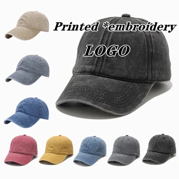 Toptan Şapka özel yıkanmış şapka DIY reklam kap resim logo baskı mikro etiket seyahat kapaklar erkekler kadınlar şapka
