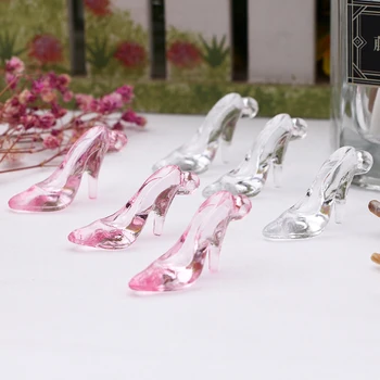 24 adet / takım Külkedisi Kristal Ayakkabı Dekor 3D Yüksek Topuk Şekli Parti DIY Süslemeleri Kek Dekorasyon Araçları Doğum Günü Dekorasyon