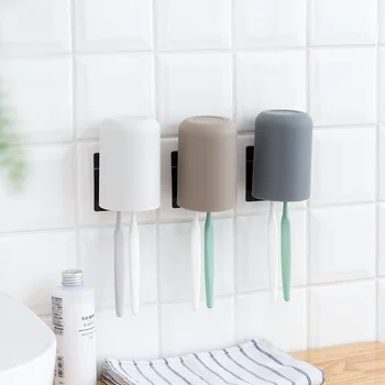 Banyo Tumblers Gargara Fincan Tuvalet diş fırçası kabı Ev Seyahat Basit Düz Renk Çift Diş Tutucu Bardak Plastik Yıkama Fincan