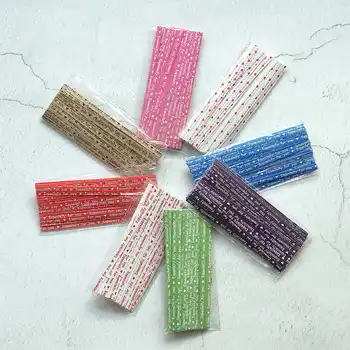 100 adet / paket Renkli Noktalar bükümlü kravatlar Şeker Kek çantası süsleme Lolipop Hediye Paketi Sarma DIY Düğün Dekorasyon