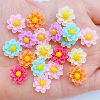 Reçine Renkli 6mm 3D Mini Çiçek Flatback Taş Karalama Defteri Aplike Figürler DIY Düğün Süsleme Manikür Zanaat