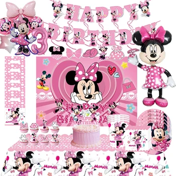 Disney Minnie Mouse Doğum Günü Partisi Dekorasyon Prenses Kız Parti Malzemeleri Mİnnie Mouse Sofra Balon Afiş Kağıt Bardak