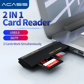 ACASİS 2 İn 1 kart okuyucu USB 3.0 Mikro SD TF Kart Bellek Okuyucu Yüksek Hızlı Çoklu kart Yazıcı Adaptörü Flash Sürücü Aksesuarı