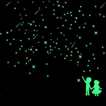 Romantik Meteor Yağmuru Yıldızlı Gökyüzü Aydınlık Sticker Glow Karanlık Yıldız Sticker El Erkek Kız Sevgilisi Çocuk Odası Duvar Çıkartması