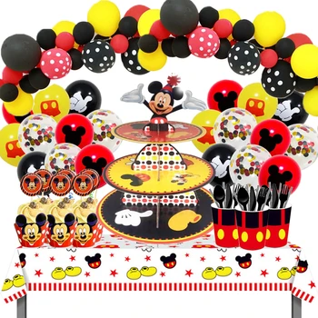 Mickey Mouse Parti yatak odası dekoru Doğum Günü Tek Kullanımlık sofra dekorasyon anniversaire bebek vaftiz parti kağıt tabak dekor