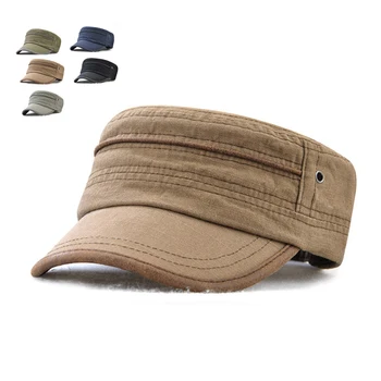 Erkek Pamuk Düz kep lambası Kurulu Kenar Retro Askeri Şapka Yetişkin Erkekler İçin Snapback Boyutlandırılabilir Boyutu Marka baba şapkası
