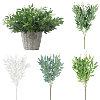 1 adet Yapay Söğüt Buket Sahte Yapraklar Ev Partisi Düğün Dekorasyon için Sahte Yeşillik Bitkiler DIY Çelenk Aranjmanı Malzemeleri