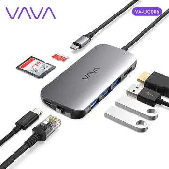 VAVA 8-in - 1 USB C Hub Tipi C HDMI uyumlu 4K USB-C 3.0 Adaptörü Hub Dock Dizüstü MacBook Samsung Xiaomi İstasyonu Splitter