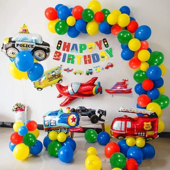 2022 Tatil Parti Dekorasyon Kız Erkek Mutlu Doğum Günü Afiş Çocuklar Araba Tren itfaiye kamyonu Çörek Sualtı Dünyası Doğum Günü Balonları