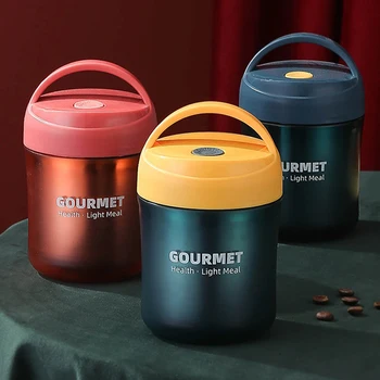 500 ml Paslanmaz Çelik Termos Lunchbox Kaşık İle Çocuklar için Çocuk Okul BPA Ücretsiz Sızdırmaz Mini Çorba Sıcak Gıda Şişesi konteyner