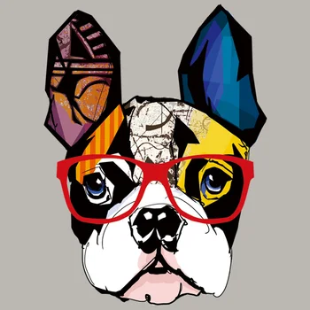 Renkler Köpek Kafası termal Transferler Kırmızı Gözlük Yamalar Giysi İçin Dıy Yeni Yıkanabilir Konfeksiyon Aksesuar ısı Transferi
