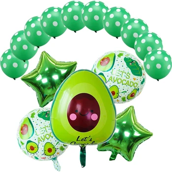 15 adet / takım Avokado ananas Folyo Balonlar Fiesta Parti Dekorasyon Globos Doğum Günü Partisi Malzemeleri Hawaii Meyve Bebek Duş Balon