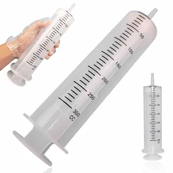 1 adet büyük 300ML Plastik Şırınga Kapasitesi Şeffaf Kullanımlık Steril Ölçüm Enjeksiyon Şırınga Besin Hidroponik