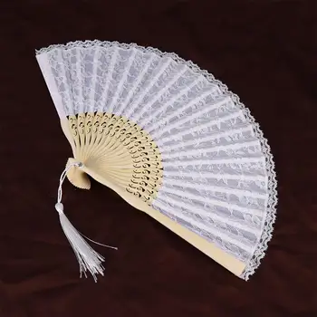 1 adet Bambu Fan Vintage Çin Fan El yelpaze Dantel El Fanlar Dekoratif El Sanatları Sahne Performansı Prop 40x22cm
