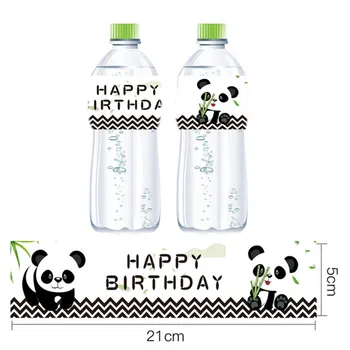 12 adet / grup Panda Tema Maden Suyu Şişesi Etiketi Panda Parti şişe Çıkartmaları Bebek Duş Erkek / Kız Doğum Günü Partisi Dekor Malzemeleri