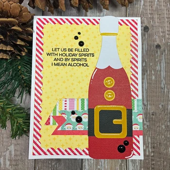 Noel Santa Şişe Metal Kesme Ölür Kalıp Stencil Şablon DIY Scrapbooking Kağıt Albümü Fotoğraf Kartı Yapımı için Cut Kalıplar Kalıp