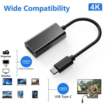 USB Tip C HDMI uyumlu Adaptör 4K 60Hz Tip C 3.1 Erkek HD Dişi Kablo Adaptörü Dönüştürücü MacBook Huawei Telefon