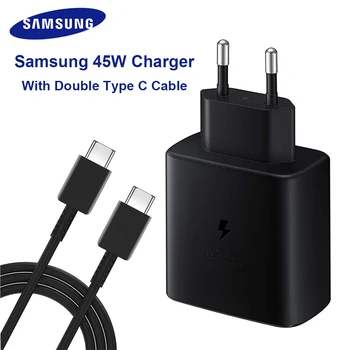 Samsung 45W Çift USB-C Kablo Süper Adaptif Hızlı Şarj EP-TA845 Samsung GALAXY Not İçin 10 Artı Note10Plus 5G A91 Note10+