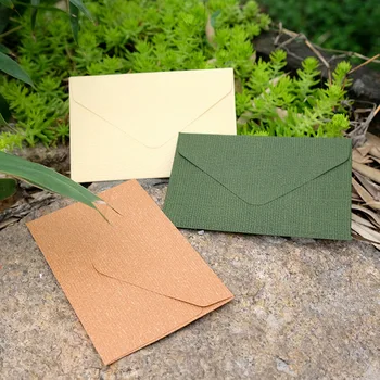 Özel Kağıt Doku Zarf Dikdörtgen Özel Kağıt Ve Keten Örgü Retro Üçgen Boş Zarf Çanta Mini Küçük Zarf