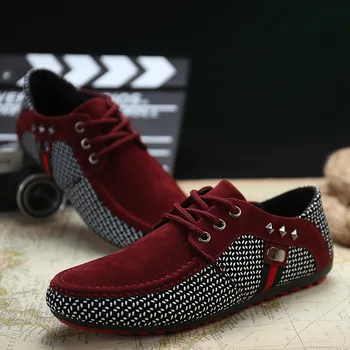 Artı Büyük Boy 45 46 Erkek Tekne rahat ayakkabılar Perçin Sürüş Sneakers Sonbahar Eğitmenler Erkek İngiliz Sneakers 2021 Yeni