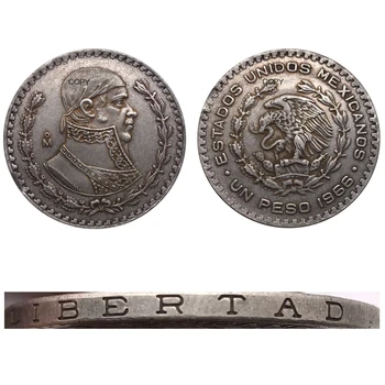 Mektup Kenar 1966 Meksika 1 Pezosu Sikke Metal Cupronickel Gümüş Kaplama Koleksiyon Çoğaltma Hatıra Kopya Paraları