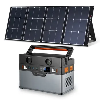 ALLPOWERS 700W Taşınabilir Güç İstasyonu 606Wh Acil Güç Kaynağı İle 18V 200W Monokristal Katlanabilir Taşınabilir güneş PANELI