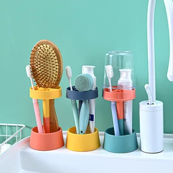Kapaklı diş fırçası Tutucu Gargara fincan Banyo Depolama Rafı Diş Fırçası Diş Macunu Fırçası Banyo Organizatör