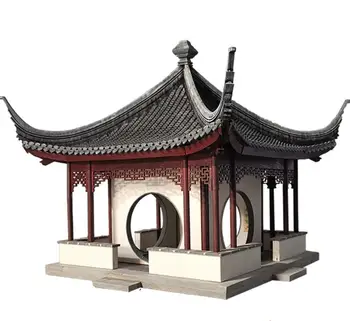 ölçekli 1/25 antik Çin mimarisi model seti gömme ve zıvana yapı ay pavilion Suzhou bahçe ahşap MODEL kiti
