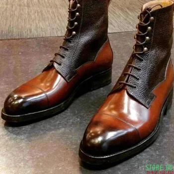 Erkek deri ayakkabı Düşük Topuk rahat ayakkabılar Elbise Ayakkabı Brogue Ayakkabı Bahar yarım çizmeler Vintage Klasik Erkek Rahat PS515