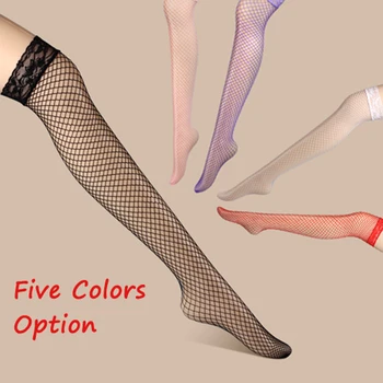 Kızlar Seksi Siyah Beyaz Kırmızı Mor Naylon Fishnet Mesh Çorap Promosyon Ucuz Dantel İpek Çorap Kadınlar İçin