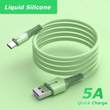 5A Sıvı Silikon Süper Hızlı Şarj Kablosu Mikro USB C Tipi Veri Kablosu Kablosu Samsung S22 Huawei Xiaomi 12 Pro Mi 11 Oneplus