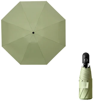 Tam Otomatik Mini Cep Şemsiye Siyah Plastik Güneşlik Güneş Kremi ile Sekiz Kemikleri ve Beş Kıvrımlar için Hem Yağmur ve Parlaklık