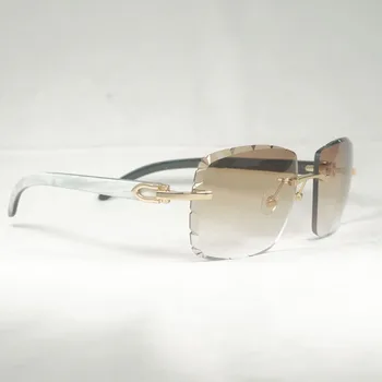 Vintage Doğal Boynuz Boy Çerçevesiz elmas kesim Güneş Gözlüğü Erkekler ahşap güneş gözlüğü Retro Shades Yaz Kulübü Gözlük