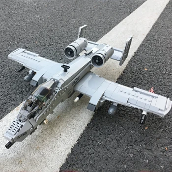 MOC Askeri A-10 Fighter Yapı Taşları Fikir Warthog Avcı Modeli Tuğla WW2 Silah Asker Domuz Uçak çocuk için oyuncak Hediye